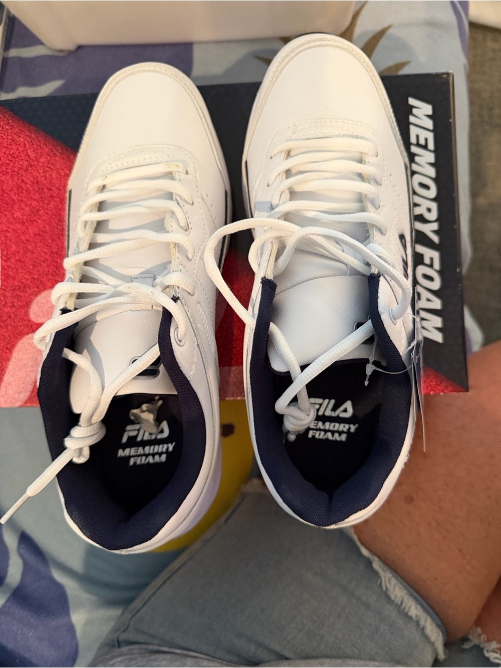 Fila Men's White Sneakers with Navy Trim